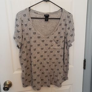 Torrid Grey Cheetah Short Sleeve Shirt